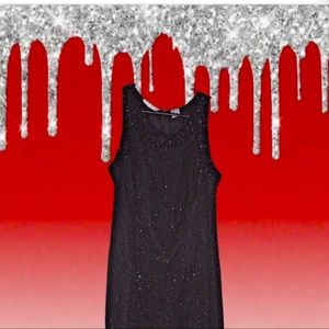 Laurence Kazar Black Beaded Sleeveless Dress